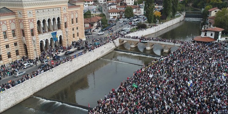 هزاران نفر در حمایت از فلسطین در بالکان غربی تظاهرات کردند