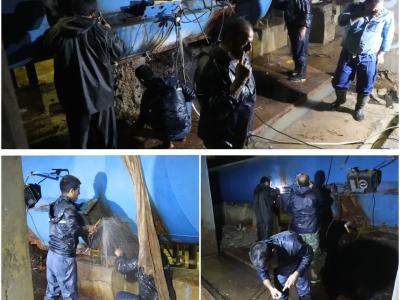 تعمیر هِدِر آب پاک در تصفیهخانه شهید منجزی کلانشهر اهواز