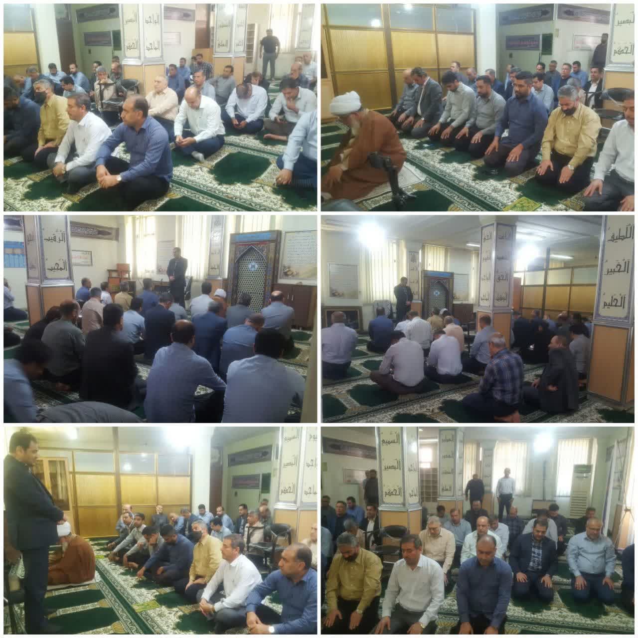 برگزاری نماز جماعت در نمازخانه اداره کل صنعت معدن وتجارت استان خوزستان