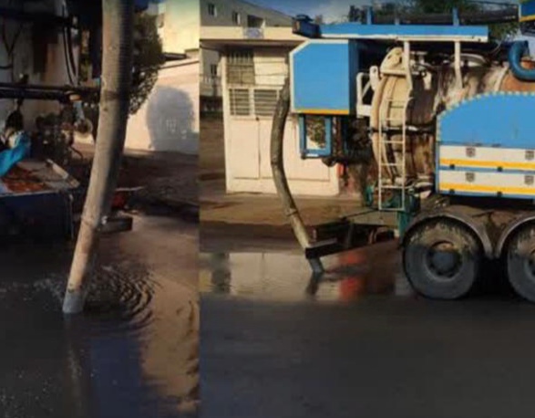 عملیات دفع آبهای سطحی توسط آبفا اهواز