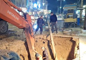 شکستگی خط انتقال آبرسانی به غرب اهواز تعمیر شد