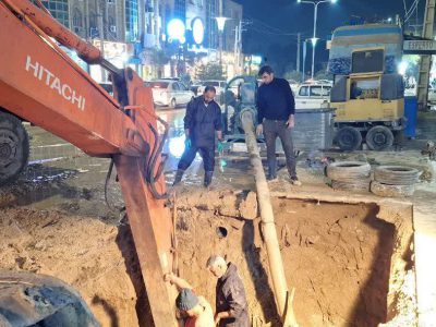 شکستگی خط انتقال آبرسانی به غرب اهواز تعمیر شد