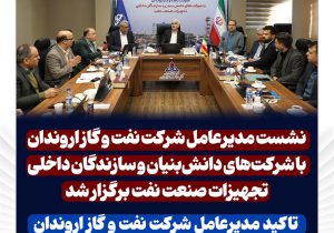 نشست مدیرعامل شرکت نفت و گاز اروندان با شرکتهای دانشبنیان و سازندگان داخلی تجهیزات صنعت نفت برگزار شد/تاکید مدیرعامل شرکت نفت و گاز اروندان بر تسهیل فرآیندهای پژوهشی